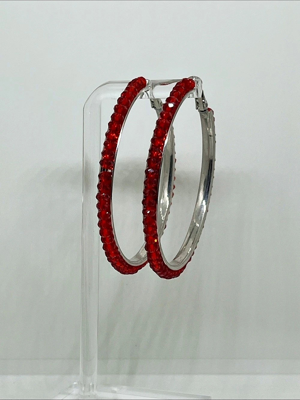 Red Crystal Hoop Earrings